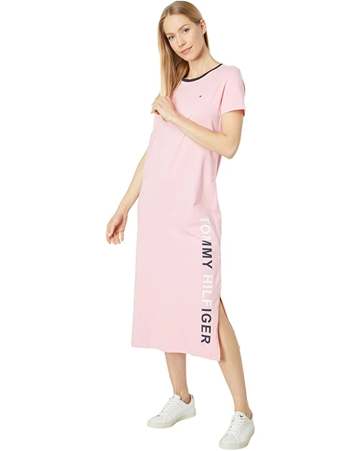 Hot Sale ❤️ Tommy Hilfiger❤️ Dresses Short Sleeve Vertical Logo Midi✔️ Dress ⌛ 4 Hot Sale ❤️ Tommy Hilfiger❤️ Dresses Short Sleeve Vertical Logo Midi✔️ Dress ⌛ - Image 4