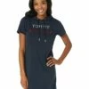 New ✔️ Tommy Hilfiger Dresses Short Sleeve Rhinestone Logo Hoodie👏 Dress ⌛