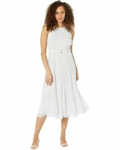 Coupon 😉 Tommy Hilfiger Dresses Sleeveless Kent Patchwork Chiffon Halter Neck Belted Midi 👍