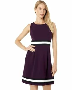Discount ⌛ Tommy Hilfiger🔥 Dresses Scuba Crepe with Stripe Color-Block Dress ✔️