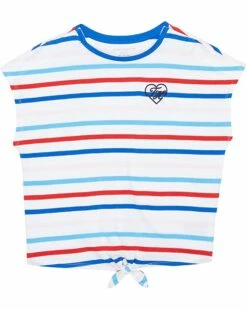 Deals 🛒 Tommy Hilfiger Adaptive Shirts & Tops SS Tia Tie Front T-Shirt w/ Velcro Brand Closure At Shoulders (Little Kids/Big Kids) ✨