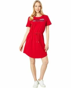 Budget ✔️ Tommy Hilfiger😍 Dresses Short Sleeve Heart Drawstring Waist Dress ✨