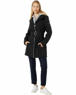 New 🎁 Tommy Hilfiger Coats & Outerwear Softshell Jacket with Jersey Lined Hood and Belt ⌛ -Tommy Hilfiger Shop 61SuvUBu oL. AC SR736920