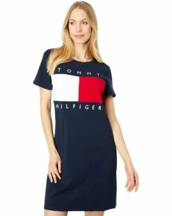 Hot Sale ✨ Tommy Hilfiger🎉 Dresses Short Sleeve Logo Block Flag T-Shirt😍 Dress ✔️