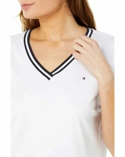 Promo 💯 Tommy Hilfiger Shirts & Tops Short Sleeve V-Neck Tipped Tee ⌛ -Tommy Hilfiger Shop 61XQBOvNHTL. AC SR736920