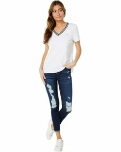 Promo 💯 Tommy Hilfiger Shirts & Tops Short Sleeve V-Neck Tipped Tee ⌛ -Tommy Hilfiger Shop 61YhIn2DhQL. AC SR736920