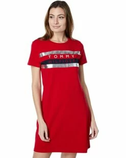 Promo ⭐ Tommy Hilfiger Dresses Short Sleeve Foil Logo✔️ Dress ✨ -Tommy Hilfiger Shop 61doA6c0GTL. AC SR736920