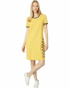 Deals ⌛ Tommy Hilfiger Dresses Short Sleeve Vertical Logo😍 Dress ❤️ -Tommy Hilfiger Shop 61fLEN1BUvL. AC SR736920
