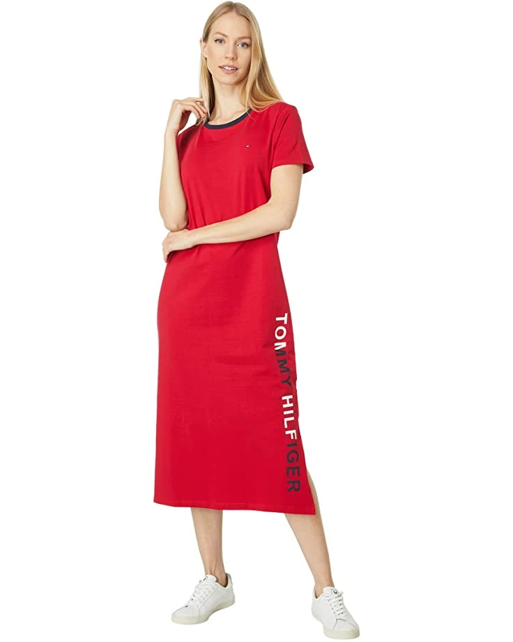 Hot Sale ❤️ Tommy Hilfiger❤️ Dresses Short Sleeve Vertical Logo Midi✔️ Dress ⌛ 5 Hot Sale ❤️ Tommy Hilfiger❤️ Dresses Short Sleeve Vertical Logo Midi✔️ Dress ⌛ - Image 5