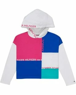 Promo 🥰 Tommy Hilfiger Adaptive Shirts & Tops Rose Hooded Tunic Shirt w/ Zipper Closure and Port Access (Little Kids/Big Kids) ⭐