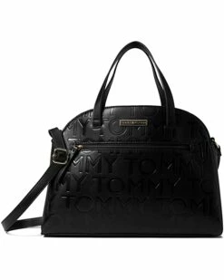 Discount 🔥 Tommy Hilfiger Handbags Irene II-Convertible Dome Satchel-Embossed Tommy Smooth PVC 😀