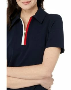 Coupon 👍 Tommy Hilfiger Dresses Short Sleeve Scuba Crepe Zip Front Logo Tape Shift 👍 -Tommy Hilfiger Shop 71 YuBhlD8L. AC SR736920