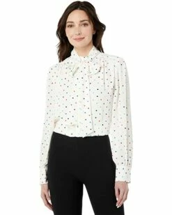 Deals ✔️ Tommy Hilfiger Shirts & Tops Long Sleeve Dot Bow Blouse ⭐