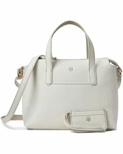 Outlet 🎉 Tommy Hilfiger Handbags Lynn II Convertible Satchel w/ Pouch Pebble PVC 🥰