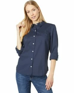 Discount ❤️ Tommy Hilfiger Shirts & Tops Solid Roll Tab ❤️ -Tommy Hilfiger Shop 719x7nOrFHL. AC SR736920