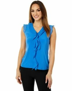 New ✔️ Tommy Hilfiger Shirts & Tops Sleeveless Mix Media Ruffle Front 😀 -Tommy Hilfiger Shop 71GZBi2WoXL. AC SR736920