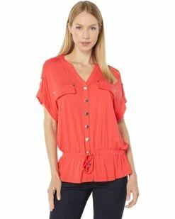 Best reviews of ⭐ Tommy Hilfiger Shirts & Tops Short Sleeve Button Front Waist Tie Knit ⭐