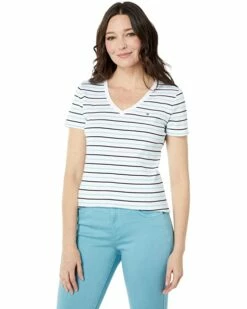 Best reviews of 🛒 Tommy Hilfiger Shirts & Tops Short Sleeve Stripe V-Neck Tee 🤩