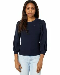 Flash Sale 👏 Tommy Hilfiger Sweaters Puff Sleeve Rib Sweater 🔥
