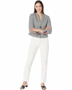 Coupon 🤩 Tommy Hilfiger Coats & Outerwear Three-Button Cropped Checkered Blazer 🎉 -Tommy Hilfiger Shop 71aqJM38GVL. AC SR736920