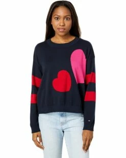 Discount 🛒 Tommy Hilfiger Sweaters Crop Double Heart Sweater 🌟 -Tommy Hilfiger Shop 71kX26mmabL. AC SR736920