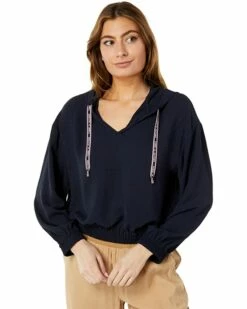 New ⭐ Tommy Hilfiger Hoodies & Sweatshirts Crop Woven Hooded Pullover Blouse 😍