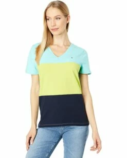 Flash Sale ✔️ Tommy Hilfiger Shirts & Tops V-Neck Pique Color-Block Tee 🎁 -Tommy Hilfiger Shop 71nNybBfBuL. AC SR736920