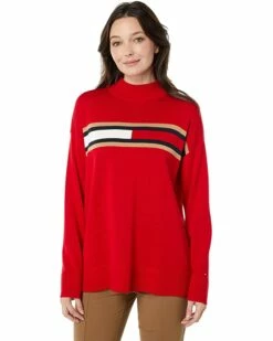 Deals ✔️ Tommy Hilfiger Sweaters Flag Mock Neck Sweater 🔔