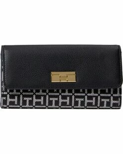 Promo 🥰 Tommy Hilfiger Wallets Tiffany II - Flap Accordian Wallet - Square Monogram Jacquard with Pebble PVC ✔️