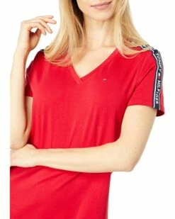 Top 10 👍 Tommy Hilfiger Dresses Solid V-Neck T-Shirt Dress with New Logo Tape 😉 -Tommy Hilfiger Shop 814FYMo31hL. AC SR736920