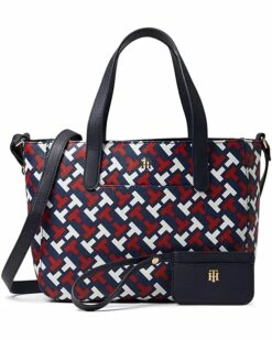 Flash Sale 🎁 Tommy Hilfiger Handbags Lynn II Convertible Shopper w/ Pouch Bias Multi Print PVC 🎁 -Tommy Hilfiger Shop 815to8pIPXL. AC SR736920