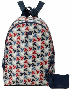 Coupon 🥰 Tommy Hilfiger Backpacks Erin II Medium Dome Backpack w/ Pouch Bias Multi Print Nylon 😉