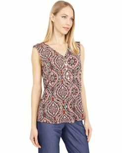 Hot Sale ⭐ Tommy Hilfiger Shirts & Tops Sleeveless Snap Front Printed Knit Top 😀 -Tommy Hilfiger Shop 81F1kiFv6dL. AC SR736920