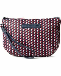 Best deal ❤️ Tommy Hilfiger Handbags Jillian II Half-Moon Wristlet Angled Flag Printed Nylon 🤩