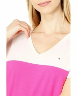 Flash Sale ✔️ Tommy Hilfiger Shirts & Tops V-Neck Pique Color-Block Tee 🎁 -Tommy Hilfiger Shop 81Oa75tuHVL. AC SR736920