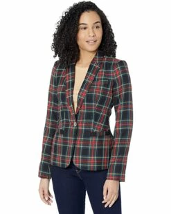 Deals 🔥 Tommy Hilfiger Coats & Outerwear One-Button Plaid Blazer ✔️