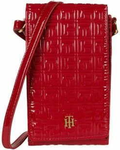 Coupon 🎁 Tommy Hilfiger Handbags Phone Crossbody with Gifting Hangtag Debossed Patent PVC ✔️