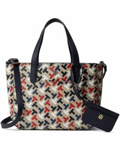 Flash Sale 🎁 Tommy Hilfiger Handbags Lynn II Convertible Shopper w/ Pouch Bias Multi Print PVC 🎁