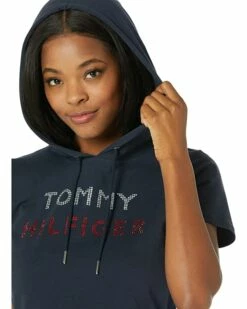 New ✔️ Tommy Hilfiger Dresses Short Sleeve Rhinestone Logo Hoodie👏 Dress ⌛ -Tommy Hilfiger Shop 81aoY1B40VL. AC SR736920