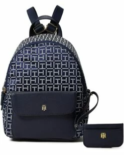 Cheapest ✔️ Tommy Hilfiger Backpacks Lynn II Dome Backpack w/ Pouch Square Monogram Jacquard 🎉