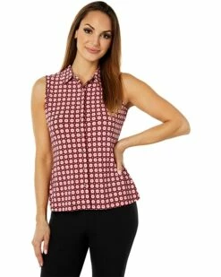 Wholesale 👍 Tommy Hilfiger Shirts & Tops Sleeveless Geo Collared Button Front Knit ❤️