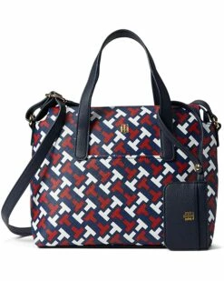 Outlet ✔️ Tommy Hilfiger Handbags Lynn II Convertible Satchel w/ Pouch Bias Multi Print PVC ⭐ -Tommy Hilfiger Shop 81dklmoP6SL. AC SR736920