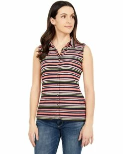 Wholesale ✨ Tommy Hilfiger Shirts & Tops Sleeveless Collared Button Front Stripe Knit ✨