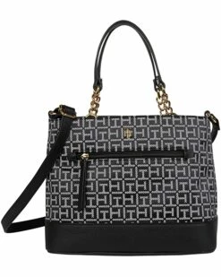 Budget ❤️ Tommy Hilfiger Handbags Parker II Convertible Satchel - Square Monogram Jacquard ⭐