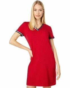 Buy 🎉 Tommy Hilfiger Dresses Short Sleeve V-Neck Tee Dress Dot Print ✔️