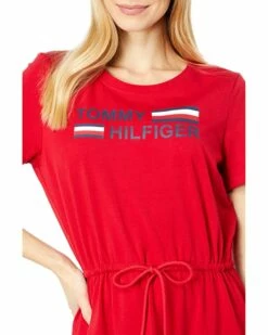 Budget ✔️ Tommy Hilfiger😍 Dresses Short Sleeve Heart Drawstring Waist Dress ✨ -Tommy Hilfiger Shop 81jjnsu3ZFL. AC SR736920