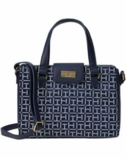 Outlet 🧨 Tommy Hilfiger Handbags Tiffany II - Convertible Shopper - Square Monogram Jacquard with Pebble PVC 💯
