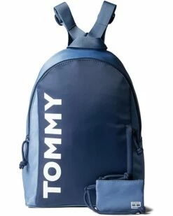 Best Sale 🥰 Tommy Hilfiger Backpacks Erin II Medium Dome Backpack w/ Pouch Bold Logo Color-Block Nylon 💯
