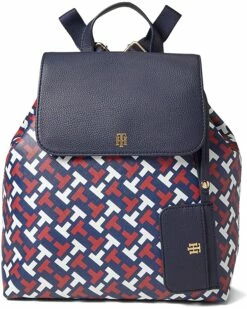 Buy 👍 Tommy Hilfiger Backpacks Lynn II Flap Backpack w/ Pouch Bias Multi Print PVC 🌟 -Tommy Hilfiger Shop 910rkyDse L. AC SR736920