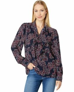 Budget 👍 Tommy Hilfiger Shirts & Tops Long Sleeve Floral Bow Blouse ⭐